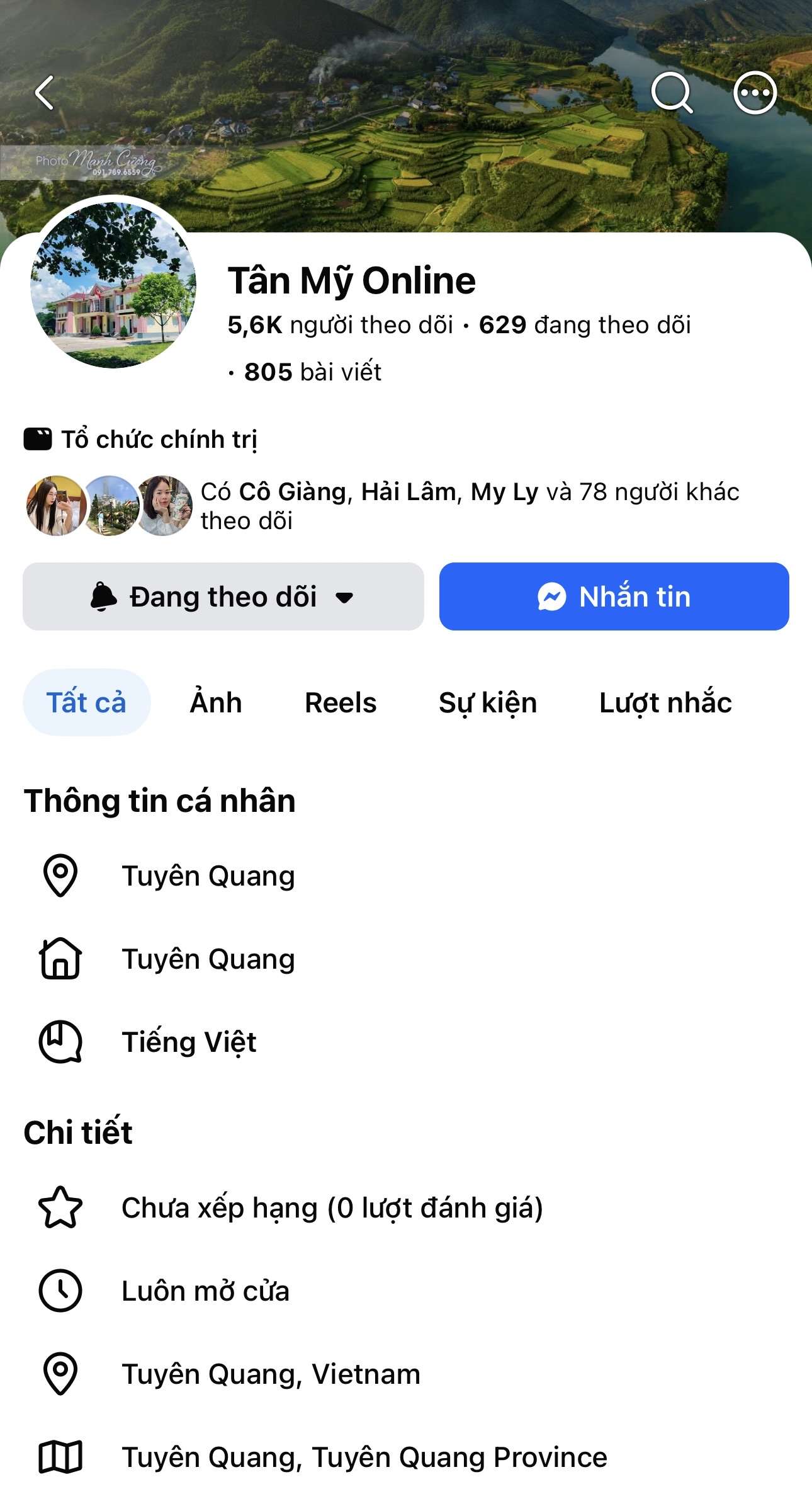 Trang fanpage xã Tân Mỹ